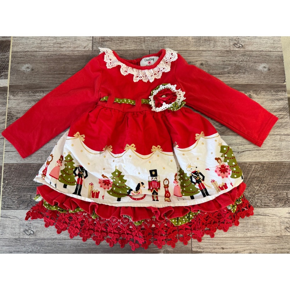 Counting Daisies Christmas Dress 24M Red Nutcracker Holiday‎ Party Outfit